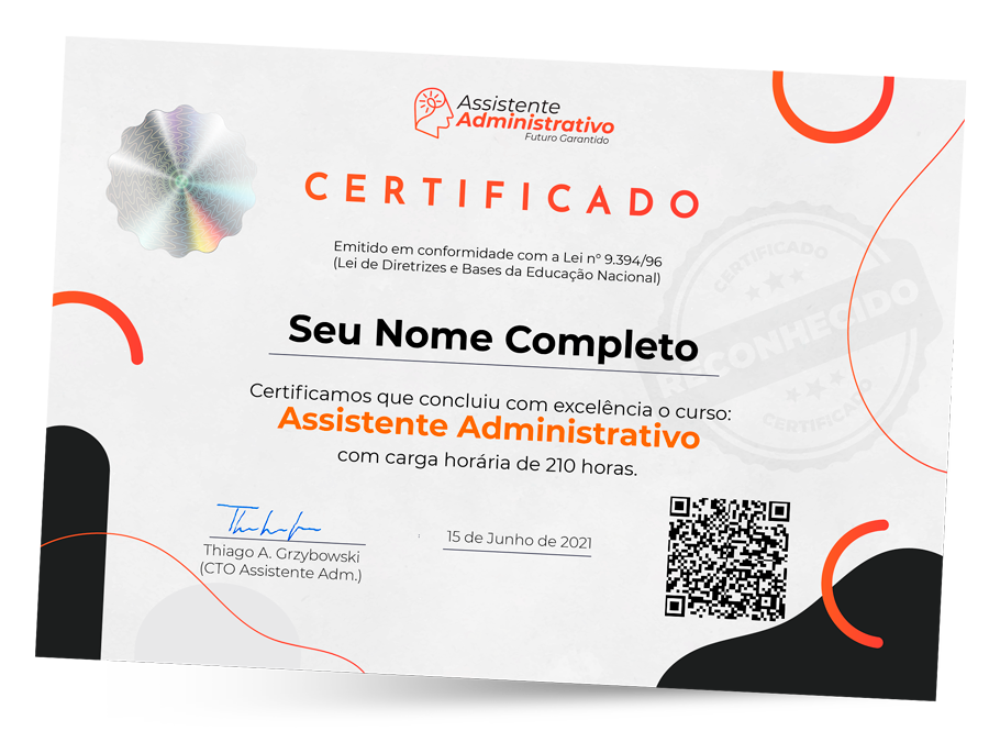 certificado assistente administrativo