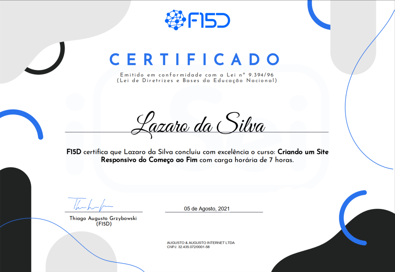 Websites - Certificado de criação de site